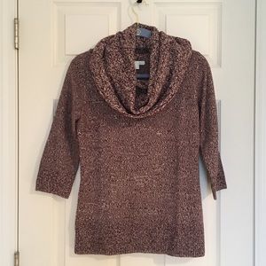 Burgundy 3/4 sleeve cowl neck sweater